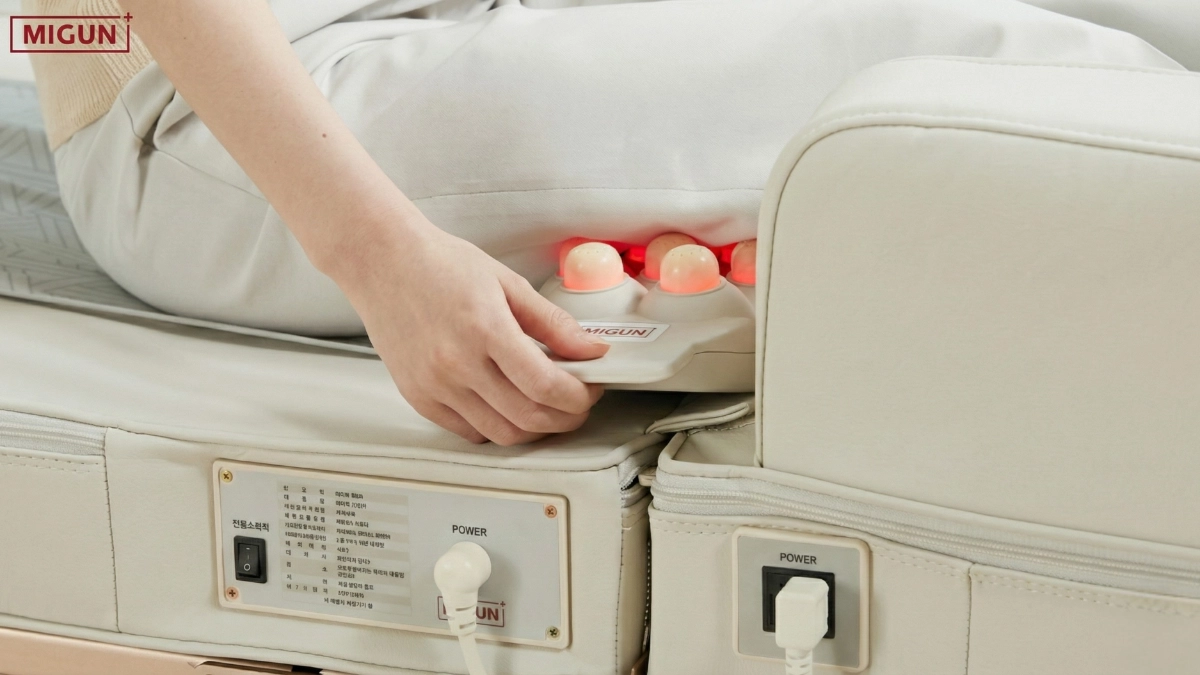 Viên ngọc bích trị liệu được sử dụng trong giường massage MIGUN Re:Bone